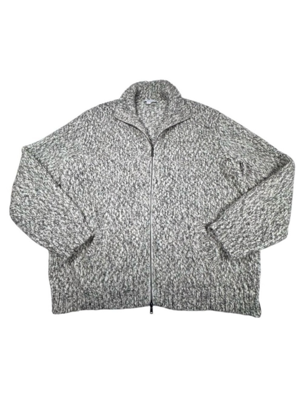 Todd Snyder Chunky Cardigan Sz XL Knit Gray Full Zip Wool Alpaca Mock Neck Cozy